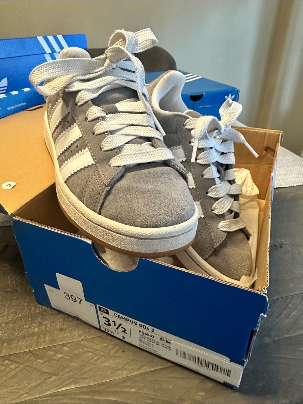 adidas Gray Suede Low-Top Sneakers with White Stripes